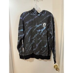 Volcom Hoodie Men's Size XL Black All Print Lightning